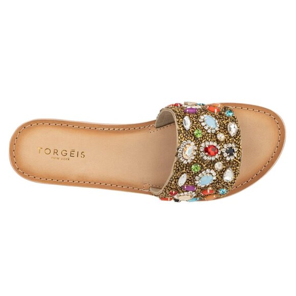 Torgeis Shoes - Women's TORGEIS Calypso Multi-colored Jeweled Slip-on Sandals, Size 8  (NIB)